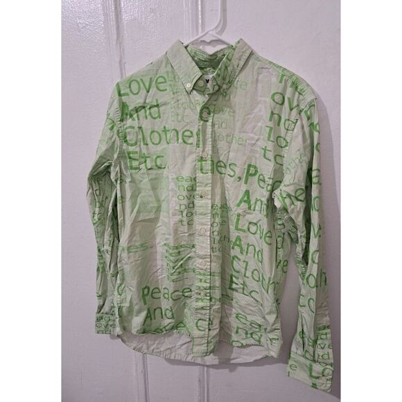 Palace Skateboards Men's Medium Sage Green Graphic Casual Button Down Shirt - Picture 2 of 8